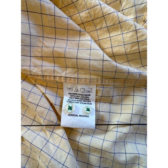 Tommy Hilfiger Dress Shirt XXL 18 34/35 Slim Fit  Yellow/Blue Plaid Long Sleeve - Picture 6 of 6